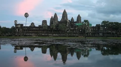 Sunset at Angkor Wat Stock Footage 12710318