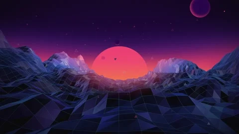 Sunset on an animated alien planet VJ loop Stock Footage 234324702