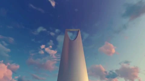 Sunset Animation: Kingdom Center in Riyadh, Saudi Arabia Stock Footage 277086802