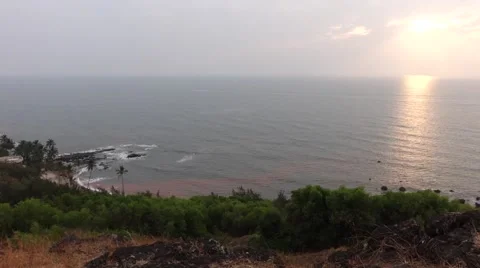 Sunset at Anjuna beach from the hill Stock-Footage 43855105