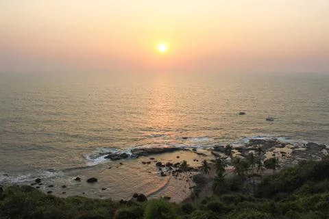 Sunset on anjuna beach Stock Photos