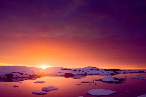 Sunset in Antarctica Stock Photos