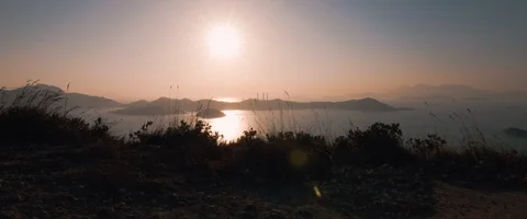Sunset from Ap Lei Chau Mountain in Hong Kong - 6K Stock Footage 122037945
