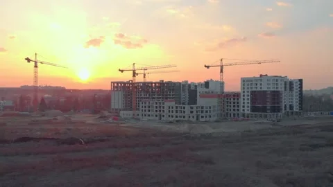 Sunset Apartment Buildings Construction Stock Footage 151508641