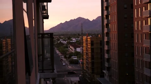 Sunset at Apartments 4k Stock Footage 153004568