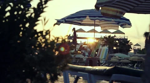 Sunset in the aqua park. Stock Footage 67378745