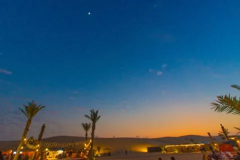 Sunset in the Arabian desert Stock Photos