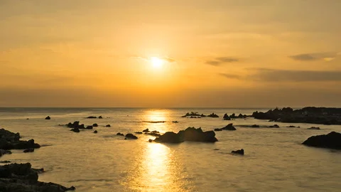 Sunset at Arasaki Coast Stock Footage 327550247