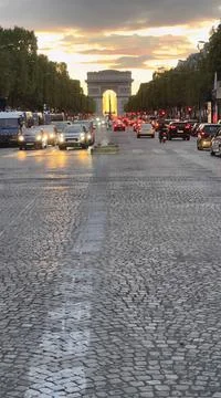 Sunset at Arc de Triomphe in Paris, France Foto stock