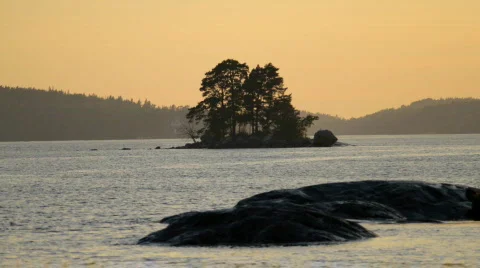 Sunset in archipelago Stock Footage 786992