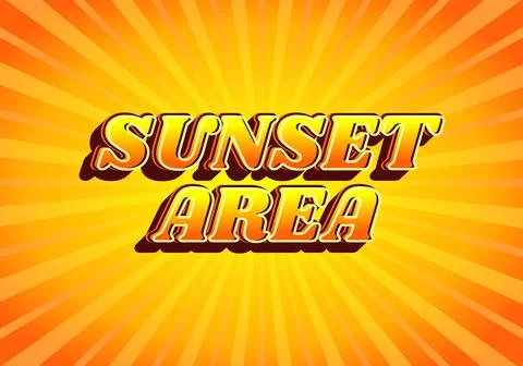 Sunset area. Text effect in gradient yellow orange color, 3D look. Yellow b.. Stock Illustration