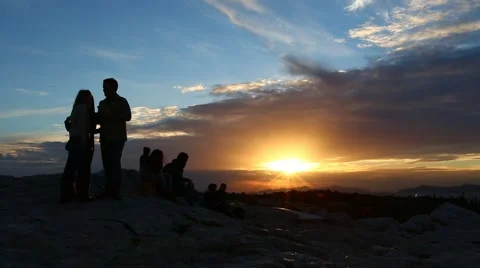 Sunset Areopagus Hill guy takes picture Stock Footage 52421553
