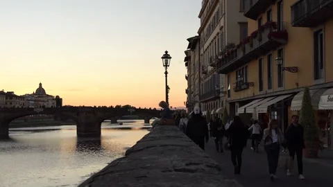 Sunset at Arno River, Timelaplse Stock Footage 241134618