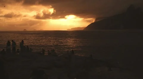 Sunset at Arpoador - Rio de Janeiro 02 Stock Footage 56486797