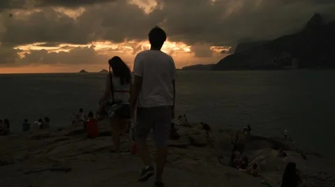 Sunset at Arpoador - Rio de Janeiro 01 Stock Footage 56486824