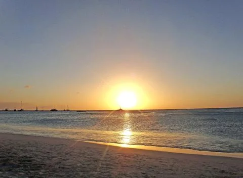 Sunset in aruba Stock Photos