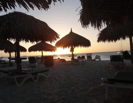 Sunset in aruba Stock Photos
