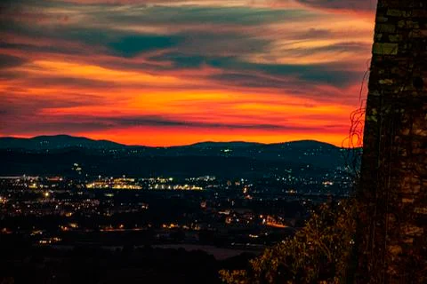 Sunset in Assisi two Stock Photos