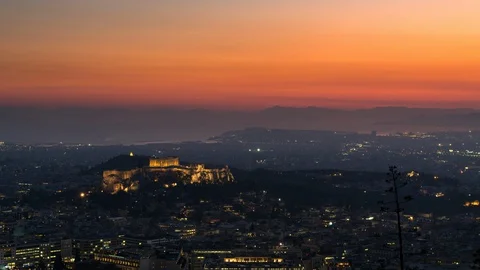 Sunset in Athens Stock Footage 129052991