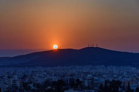 Sunset in Athens Stock Photos