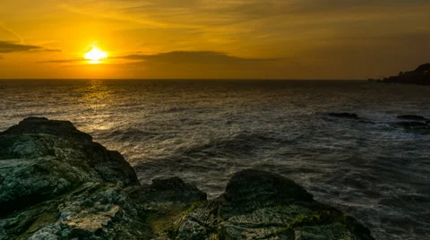 Sunset Atlantic Ocean Pornic Stock Footage 68799840