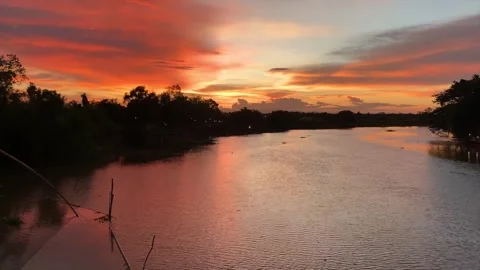 Sunset atmosphere around the canal Stock Footage 214707601