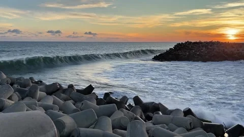 Sunset atmosphere on a beach Stock Footage 307813210