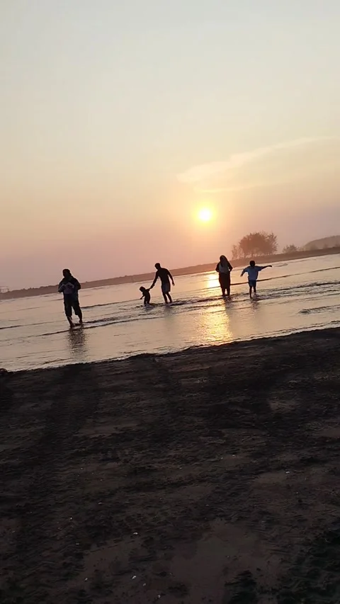 Sunset atmosphere on the beach Stock Footage 308479953