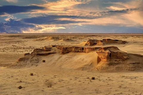 Sunset atmosphere in the desert Stock Photos