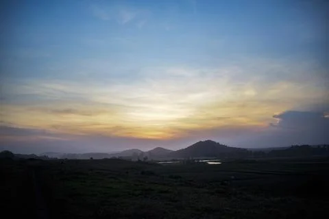Sunset atmosphere in the mountains Stock Photos