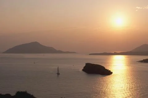 Sunset on the attic. Stock Photos