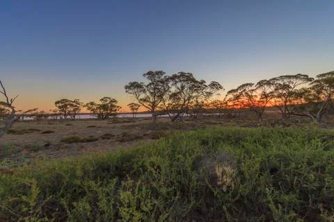 Sunset in the Australian outback Stock Photos