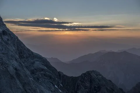 Sunset in the Austrian alps Stock Photos