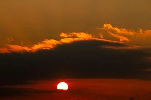 Sunset on an autumn evening sky Stock Photos