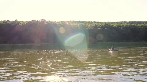 Sunset on the autumn river Stock Footage 70152343