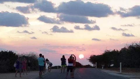 Sunset in Ayia Napa,Cyprus Stock Footage 81798644