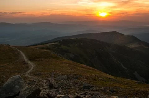 Sunset on Babia Mountain. Stock Photos