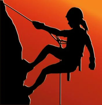 Sunset back abseiling lady Stock Illustration
