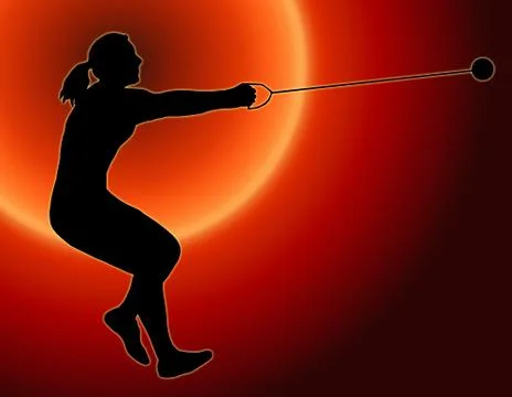 Sunset back ladies hammer thrower Stock Illustration