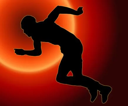 Sunset back male sprinter Stock Illustration