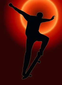 Sunset back skateboarding nosegrind Stock Illustration