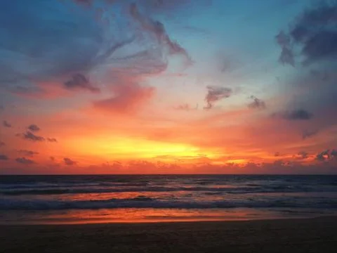 Sunset background on the beach Stock Photos