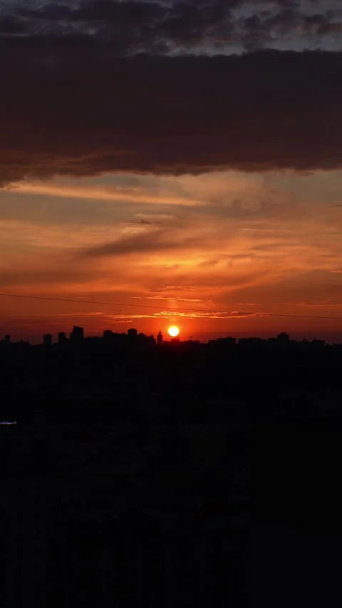 Sunset on the background of a big City Stock Footage 260881099