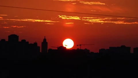 Sunset on the background of a big City Stock Footage 260881102