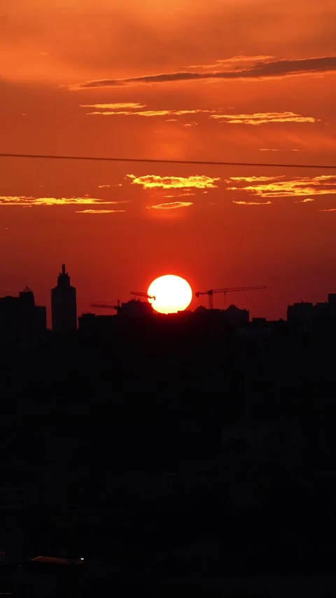 Sunset on the background of a big City Stock Footage 260881104