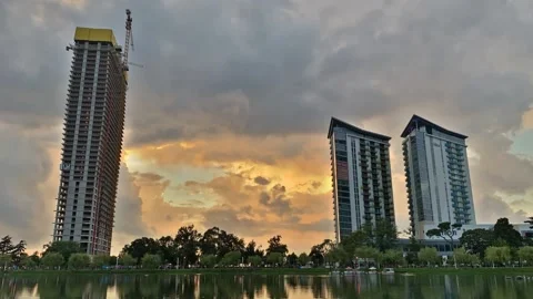 Sunset on the background of the city, timelabs Stock Footage 169762563