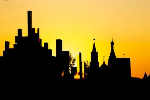 Sunset  on the background Kremlin Stock Photos