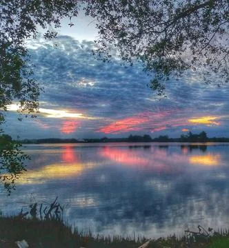 Sunset Background on the lake Stock Photos