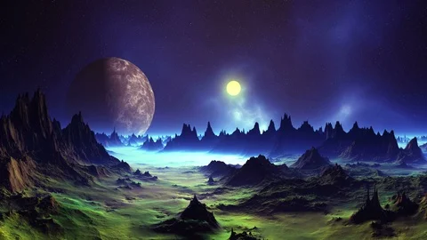 Sunset on a Background of the Nebula Stock Footage 90160025