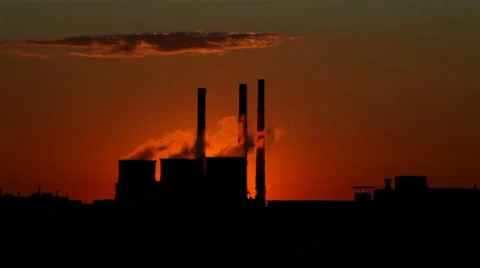 Sunset on the background of power to the pipes Video stock 8558461